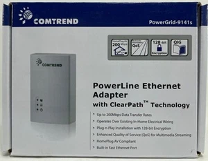 Comtrend - PowerGrid-9141S - 200 Mbps Powerline Ethernet Adapter - White - Picture 1 of 2