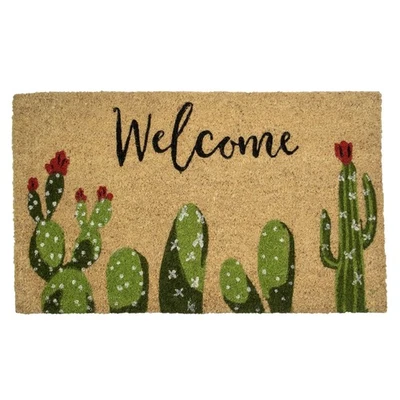 Felpudo Northlight Natural Coir Tropical Cactus Rectangular "Bienvenido" 18" x 30" Foto 1 de 4