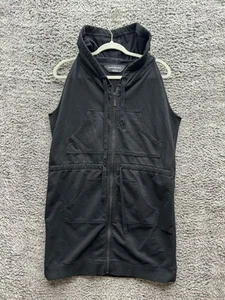 Norma Kamali Full Zip Sleeveless Tunic Hooded Vest Dress Black Womens Size L - Picture 1 of 10