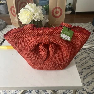 Raffia Bow Tote Bag - kate spade new york x Target Red IN HAND new w tag FS - Picture 1 of 3