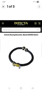 Invicta Racing Bracelet, Black (IG0353-BLK) Unisex NIB $89 Retail - Picture 1 of 4