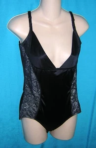 MAIDENFORM Damen SEXY SCHWARZER Satin Spitzenseiten Dessous Body L-2XL - Bild 1 von 5