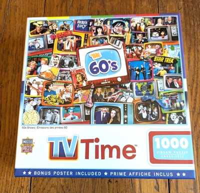 NEW MasterPieces  TV Time 60's Shows 1000 Piece Jigsaw Puzzle & Poster - Image 1 of 4