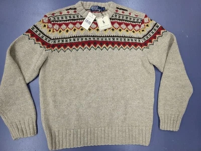 Ralph Lauren Polo Tejido a Mano Alpaca Seda Talla L Suéter Fair Isle  Foto 1 de 4