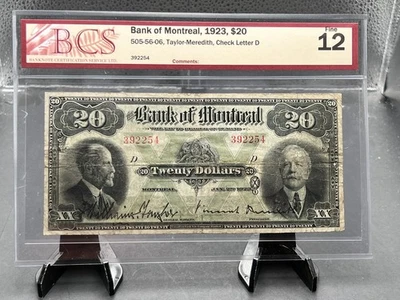 1923 Bank of Montreal  $20 Bank Note  Graded BCS F-12 SN 392254 - Image 1 of 4