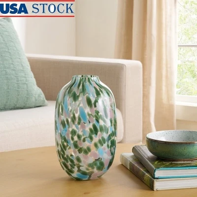 Jarrón de vidrio artesanal acento decorativo sala comedor oficina mesa nuevo Foto 1 de 4