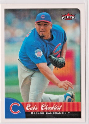 Carlos Zambrano Chicago Cubs Pitcher 2007 Fleer Checklist Card # 375 Near Mint - Image 1 of 3