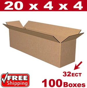 100 - 20x4x4 Cardboard Boxes Mailing Packing Shipping Box Corrugated Carton - Picture 1 of 1