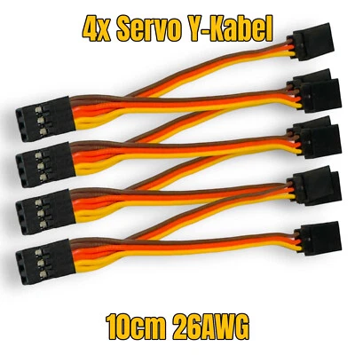 4 Stück 10cm JR Graupner Servo Y-Kabel Verlängerung Splitter Verteiler Y V Kabel - Bild 1 von 4