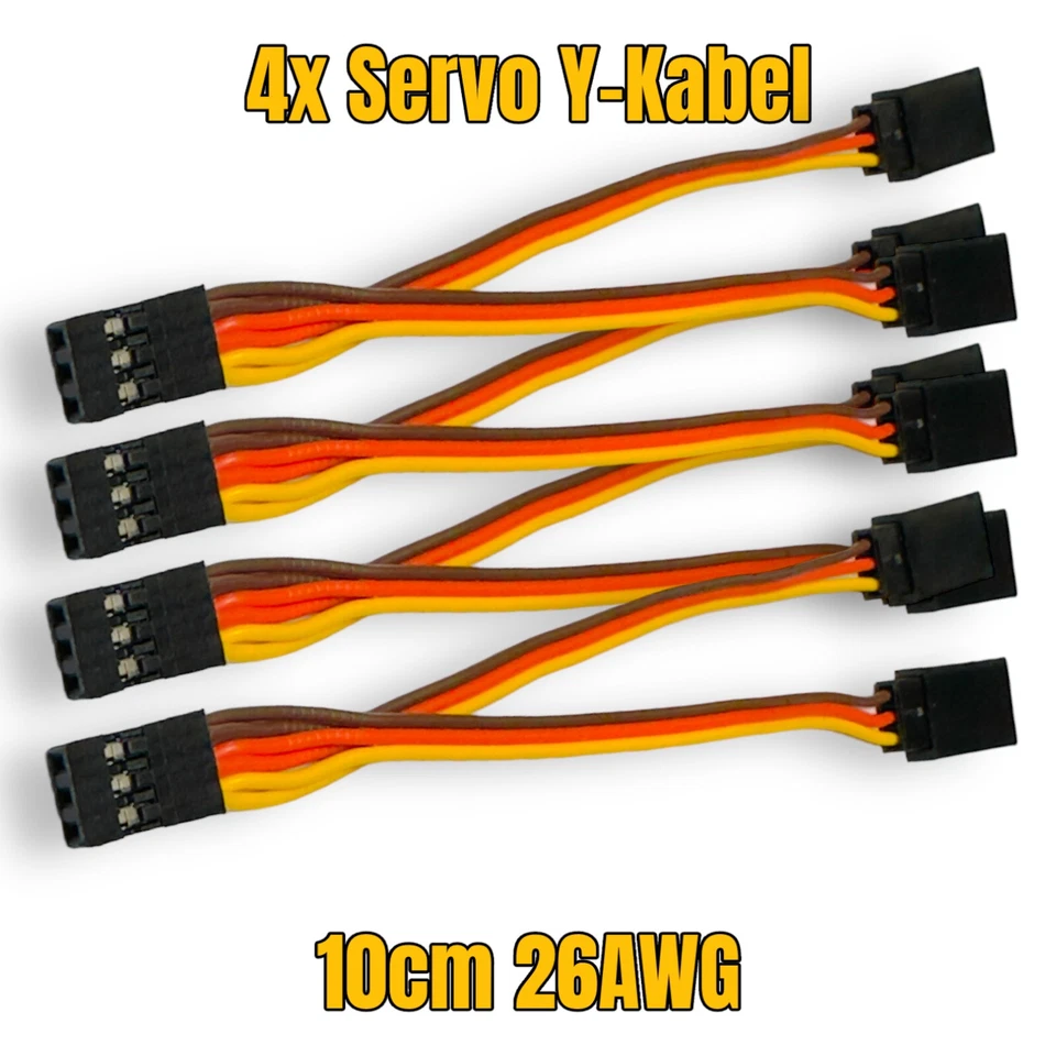 4 Stück 10cm JR Graupner Servo Y-Kabel Verlängerung Splitter Verteiler Y V Kabel - Bild 1 von 4