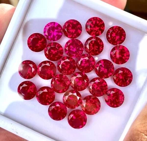 100 Pcs Natural Flawless Mogok Red Ruby Round Cut Loose Gemstone GIT Certified - Picture 1 of 7
