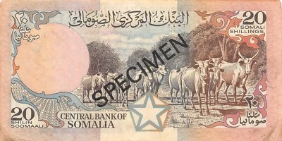 Somalia  20/-   1983  P 33as  Series D001  Specimen  Circulated Banknote JO2 - Image 1 of 2