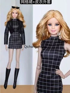 1/6 Doll Clothes Black Leather Coat Jacket Evening Dress Gown Accessories 11.5" - Picture 1 of 3