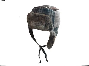 Sombrero trampero de piel sintética a cuadros para adultos cierre de barbilla completamente forrado mediano 58 cm - Imagen 1 de 5