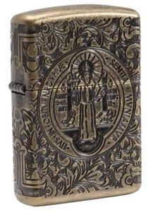 Zippo St Benedict Design Antique Brass Armor 29719 - Picture 1 of 5