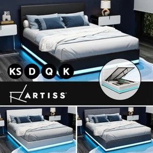 Artiss Bed Frame Queen Double King Single RGB LED Gas Lift Base Storage LUMI - Picture 1 of 20