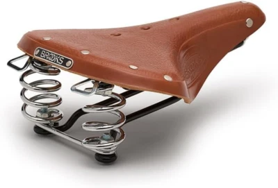 Sillín corto de cuero para bicicleta B67 con resortes de suspensión Foto 1 de 4