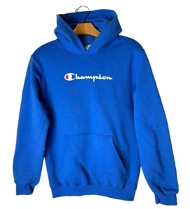 Champion Sweatshirt Youth Boys Large Blue Logo Detail Hoodie Athletic Athleisure - Picture 1 of 8