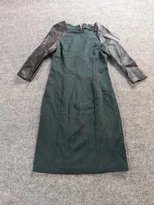 Mackage Dress Womens 6 Bodycon Black / Green Leather Rayon 3/4 Sleeve NWT - Picture 1 of 11