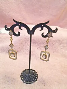 Gold Plated Sterling Silver .925 Cubic Zirconia Earrings - Picture 1 of 3