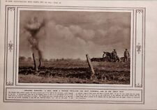 1914 WWI WW1 PRINT SHRAPNEL BURSTING RUSSIAN FIELD GUN