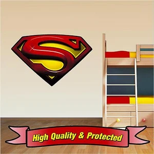 Superman Logo - Wall Art Print Vinyl Sticker Decal Childrens Bedroom Boys Girls - Picture 1 of 2