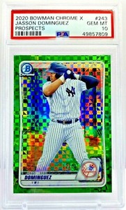 2020 Bowman Chrome Prospects Jasson Dominguez PSA 10 Green X-Factor #'d /31 