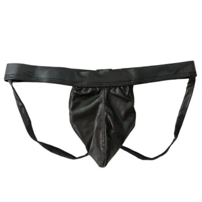 Mens BDSM PVC  Faux Leather Jockstrap Underwear Featuring Enhancing Front Pouch - Image 1 of 4