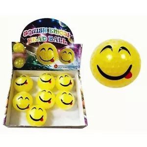 Emoji Yellow Smiley Face Stress Relief Soft Squishy Bead Ball - Picture 1 of 1