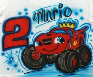Airbrushed Blaze Monster Truck Inspired Personalized Custom Shirt - Picture 1 of 2