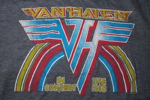 Retro VAN HALEN In Concert Live 1980 Tour (MED) T-Shirt DAVID ALEX EDDIE MICHAEL - Picture 1 of 2