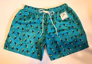 5B Young Men's Toucan Blue Swim Trunks Shorts Colorful - Small - NEW! - Picture 1 of 4