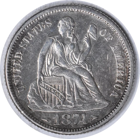 1874 Liberty Seated Silver Dime Arrows AU Slider Uncertified #308 Cover
