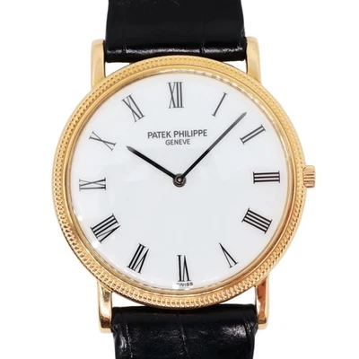 Relógio Patek Philippe 3520D Calatrava 32mm ouro amarelo 18K mostrador esmaltado branco - Imagem 1 de 4