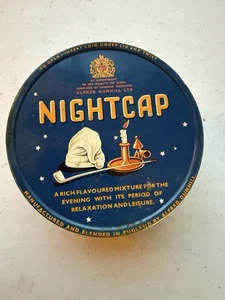 Gorra de noche vintage Alfred Dunhill lata de tabaco Inglaterra 4 oz tapa giratoria pipa humo - Imagen 1 de 5