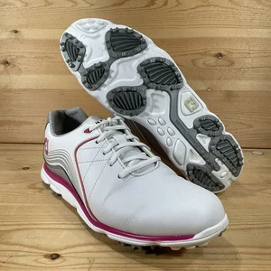 FootJoy FJ Pro SL Golf Shoes Women's 8.5 M White Pink Chromoskin Leather 98101 - Picture 1 of 9