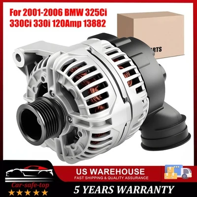 Alternator for 2001-2005 BMW 320i 325Ci 325i 325xi 330Ci 330i 330xi X5 13882…. - Image 1 of 4