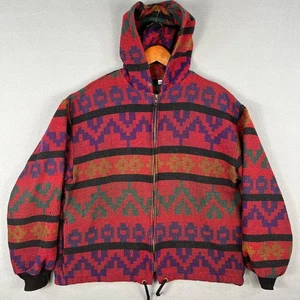 Vintage Indianer Wolle Kapuzenjacke Large Southwestern Aztekenmuster USA - Bild 1 von 14