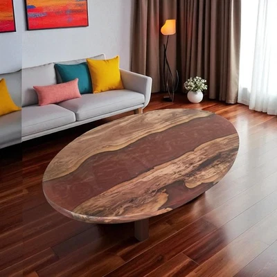 Mesa de jantar 36"x24" oval vermelha resina epóxi tampo móveis para inauguração decoração café - Imagem 1 de 4
