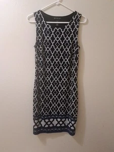 INC International Concepts Dress Black and White Size Medium with Blue Border - Picture 1 of 10
