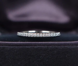 $2,850 Tiffany & Co Platinum Diamond 2mm Half Circle Novo Wedding Band Ring 6.5 - Picture 1 of 6