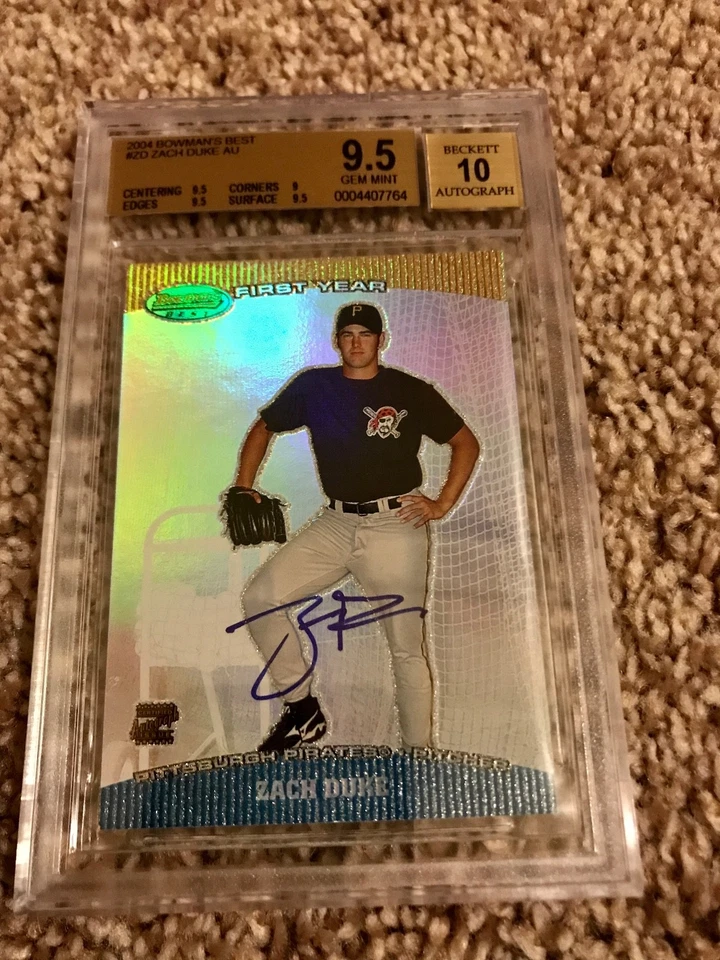 Zach Duke 2004 Bowman's Best Rookie Card- BGS 9.5- BGS 10 AUTO- Pirates - Image 1 of 2