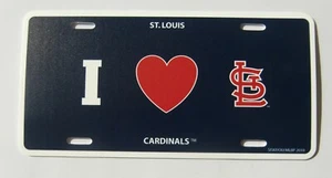 St. Louis Cardinals Styrene License Plate I Love (Heart) Team Logo MLB Baseball - Picture 1 of 6