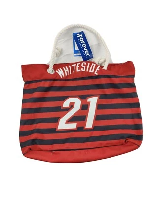 Bolso de Mano Miami Heat Asas de Cuerda Lado Blanco 21 Imán Cierre a Presión Rayas Negro Rojo Foto 1 de 4