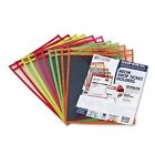 C-line Stitched Shop Ticket Holder, Neon - Vinyl - 10 / Pack - Clear, Assorted