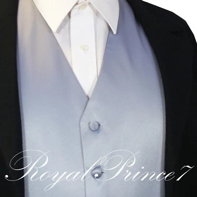 Silver Gray Men's XS to 6XL Solid Tuxedo Suit Dress Vest Waistcoat Wedding Party - Image 1 of 3