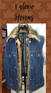 VALERIE STEVENS Denim Mejor Con Cuello Desmontable de Piel Sintética-Mediano - Imagen 1 de 5