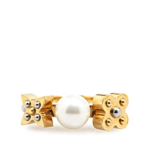 LOUIS VUITTON Charmy Pearl Ring, Faux Pearl, Monogram Flower Ring size #L M7... - Picture 1 of 5
