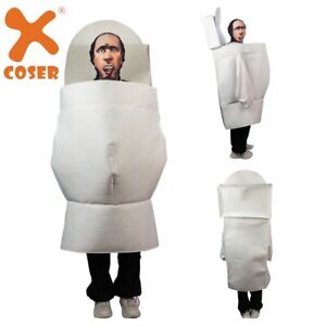 Xcoser Skibidi Toilet Toiletman Cosplay Costume Kids/Adult Halloween Funny Dress