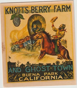 BUENA PARK CALIFORNIA KNOTTS BERRY FARM  VINTAGE 1940S WINDOW SLIDE DECAL LABEL - Picture 1 of 2